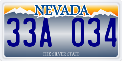 NV license plate 33A034