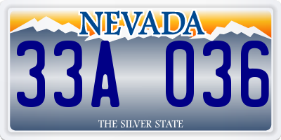 NV license plate 33A036