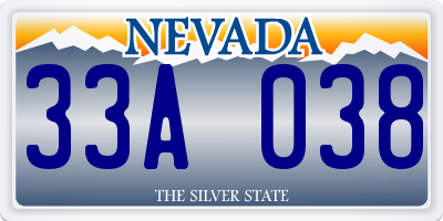 NV license plate 33A038
