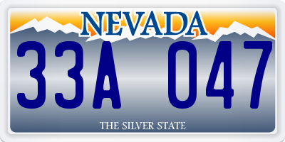 NV license plate 33A047