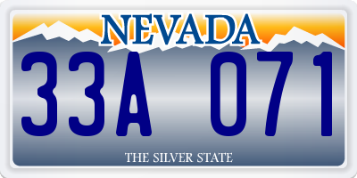 NV license plate 33A071