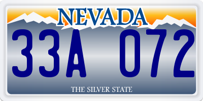 NV license plate 33A072