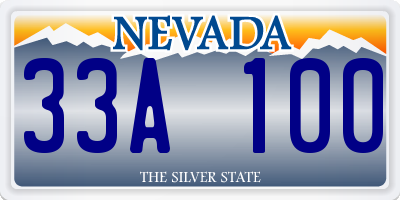 NV license plate 33A100