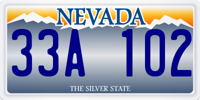 NV license plate 33A102