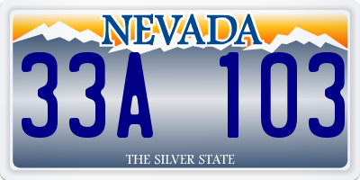 NV license plate 33A103