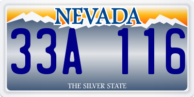NV license plate 33A116