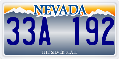 NV license plate 33A192