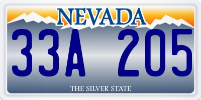 NV license plate 33A205