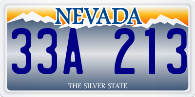 NV license plate 33A213