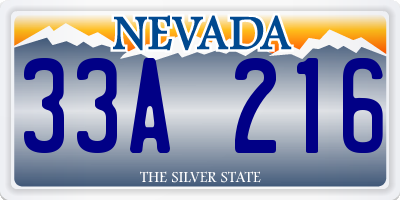 NV license plate 33A216