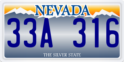 NV license plate 33A316
