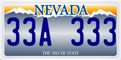 NV license plate 33A333