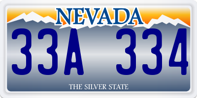 NV license plate 33A334