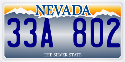 NV license plate 33A802