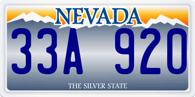 NV license plate 33A920