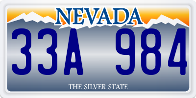 NV license plate 33A984