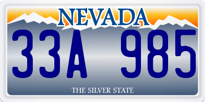 NV license plate 33A985