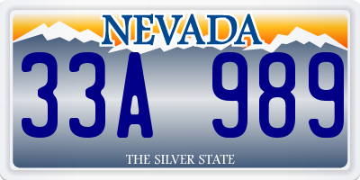 NV license plate 33A989