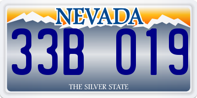 NV license plate 33B019