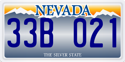 NV license plate 33B021