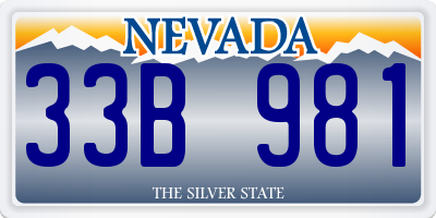 NV license plate 33B981