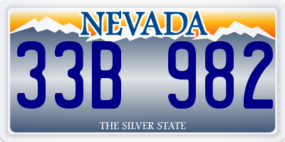 NV license plate 33B982
