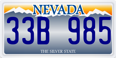 NV license plate 33B985