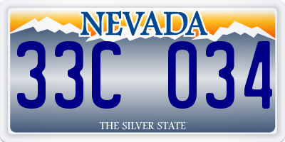 NV license plate 33C034