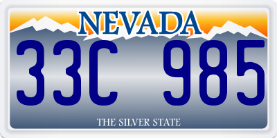 NV license plate 33C985