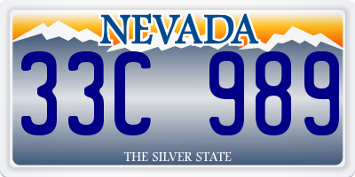 NV license plate 33C989