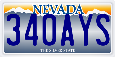 NV license plate 340AYS