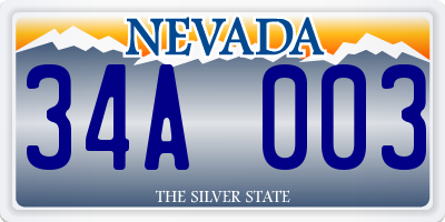 NV license plate 34A003