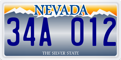 NV license plate 34A012