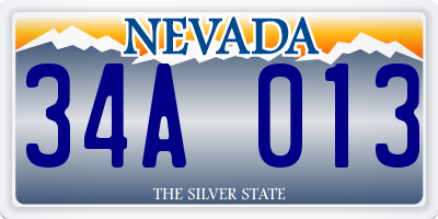 NV license plate 34A013