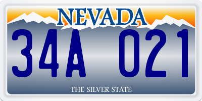 NV license plate 34A021