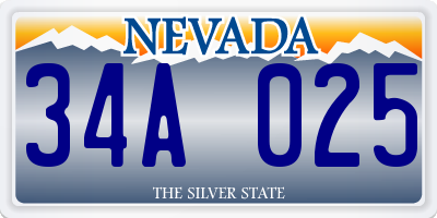 NV license plate 34A025