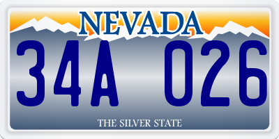 NV license plate 34A026