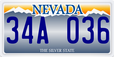 NV license plate 34A036