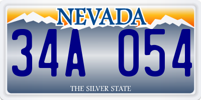 NV license plate 34A054