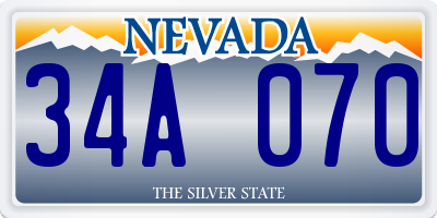 NV license plate 34A070