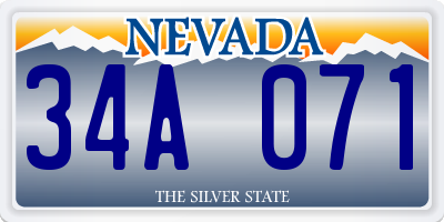 NV license plate 34A071