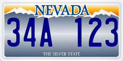 NV license plate 34A123