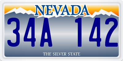 NV license plate 34A142
