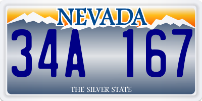 NV license plate 34A167