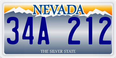 NV license plate 34A212