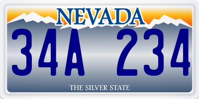 NV license plate 34A234