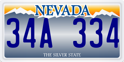 NV license plate 34A334