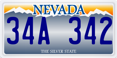 NV license plate 34A342