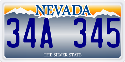 NV license plate 34A345