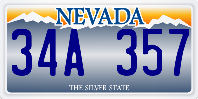 NV license plate 34A357